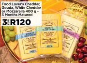 Food Lover's Cheddar, Gouda, White Cheddar Or Mozzarella-For 3 x 400g
