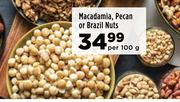 Macadamia, Pecan Or Brazil Nuts-Per 100g