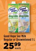 Good Hope Soy Milk (Regular Or Unsweetened)-1L Each