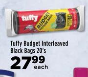 Tuffy Budget Interleaved Black Bags-20's Each