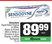 Sensodyne Rapid Relief Original Or White Repair & Protect Mint Or White Toothpaste-75ml