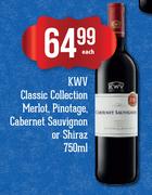 KWV Classic Collection Merlot, Pinotage, Cabernet Sauvignon Or Shiraz-750ml Each