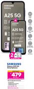 2 x Samsung Galaxy A25 5G Smartphone-On 1.3GB Red Top Up Core More Data + On Promo 80