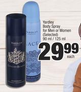 Yardley Body Spray For Men Or Women (Selected)-90ml/ 125ml Each