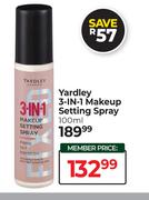 Yardley 3 In 1 Makeup Setting Spray-100ml