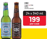 CBC Lager Or Lite NRBs-24 x 340ml Per Case