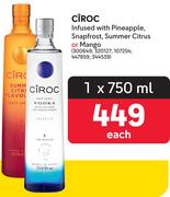 Ciroc Infused With Pineapple, Snapfrost Summer Citrus Or Mango-750ml