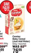 Nestle Cerelac Baby Cereal (Just Add Water) Assorted-500g