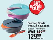 Tommee Tippe Feeding Bowls With Lid & Spoons 2 Pack Assorted-Per Set
