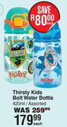 Nuby Thirsty Kids Bolt Water Bottle Assorted-420ml Each