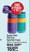 Tommee Tippe Super Star Flip Top Sportee Cups-500ml Each