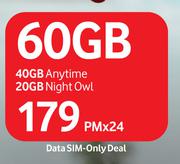 Vodacom 60GB Data Sim Only Deal (40GB Anytime, 20GB Night Owl)