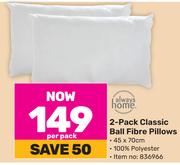 Always Home 2 Pack Classic Ball Fibre Pillows-Per Pack