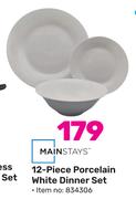 Mainstays 12 Piece Porcelain White Dinner Set