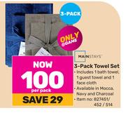 Mainstays 3 Pack Towel Set-Per Pack