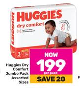 Huggies Dry Comfort Jumbo Pack Assorted Sizes-Per Pack