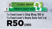 1 x Food Lover's Cling Wrap 100m, 1 x Food Lover's Heavy Duty Foil 5m-Combo