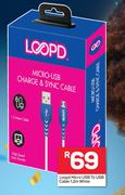 Loopd Micro USB To USB Cable 1.2m White