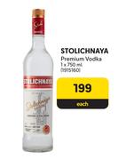 Stolichnaya Premium Vodka-750ml Each