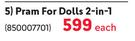 Winley Pram For Doll 2-In-1 850007701