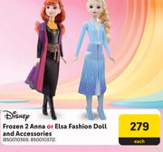 Disney Frozen 2 Anna Or Elsa Fashion Doll And Accessories-Each