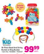 Kid Connection 18 Piece Bead & String Bucket Or Ring Bucket-Each