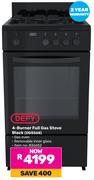 Defy 4-Burner Full Gas Stove (Black) DGS568