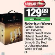 Robertson Winery Golden Nectar Late Harvest Smooth Dry Red Or Johannisberger White Or Red-3L Each