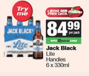Jack Black Lite Handies-6 x 330ml Per Pack