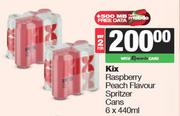 Kix Raspberry Peach Flavour Spritzer Cans-For 2 x 6 x 440ml