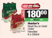 Hunter's Real Dry Or Gold Cider Handies-For 2 x 6 x 330ml
