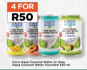 Coco Aqua Coconut Water Or Aloe Aqua Coconut Water Assorted-For 4 x 330ml