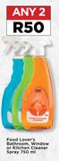 Food Lover's Bathroom, Window Or Kitchen Cleaner Spray-For 2 x 750ml