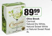 Olive Brook Carnival Natural Dry White, Natural Sweet White, Natural Sweet Rose-3L EA