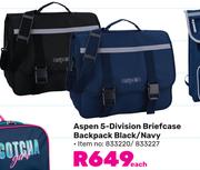 Aspen 5-Division Briefcase Backpack (Black/Navy)-Each