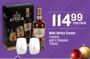 Wild Africa Cream Liqueur And 2 Glasses-750ml Per Pack