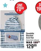 Snuggletime Swaddle Blanket & Hat Assorted Colours