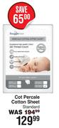 Snuggletime Cot Percale Cotton Sheet Standard