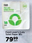 Food Lover's 2 Ply Toilet Paper-18's Each