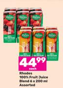 Rhodes 100% Fruit Juice Blend Assorted-For daly 6 x 200ml Each