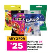 Maynards Or Beacon Sweet Packets Assorted-For Any 2 X 75g