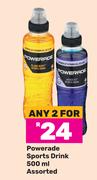 Powerade Sports Drink Assorted-For Any 2 x 500ml