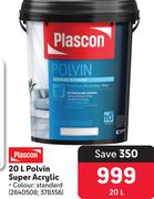 Plascon Polvin Super Acrylic 2687659,2687633, 2687646-20Ltr