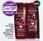 L'Oreal Elvive Full Resist With Aminexil Full Resist Shampoo Or Conditioner Assorted-400ml/300ml