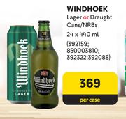 Windhoek Lager Or Draught Cans NRBs-24 x 440ml Per Case