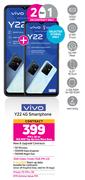 2 x Vivo Y22 4G Smartphone-On 1GB Red Top Up Core More Data + On Promo 70
