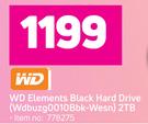 WD Elements Black Hard Drive 2TB WDBUZG0010BBK-WESN