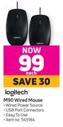Logitech M90 Wired Mouse-Each