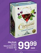 Olive Brook Carnival Natural Sweet Red Or Classic Red-3Ltr Each
