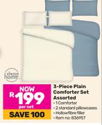 Always Home 3 Piece Plain Comforter Set Assorted-Per Set
